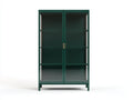 Vitrine aus Metall und Glas 88×40×182 cm Dunkelgrün/Gold für Wohnzimmer - 2 Glastüren