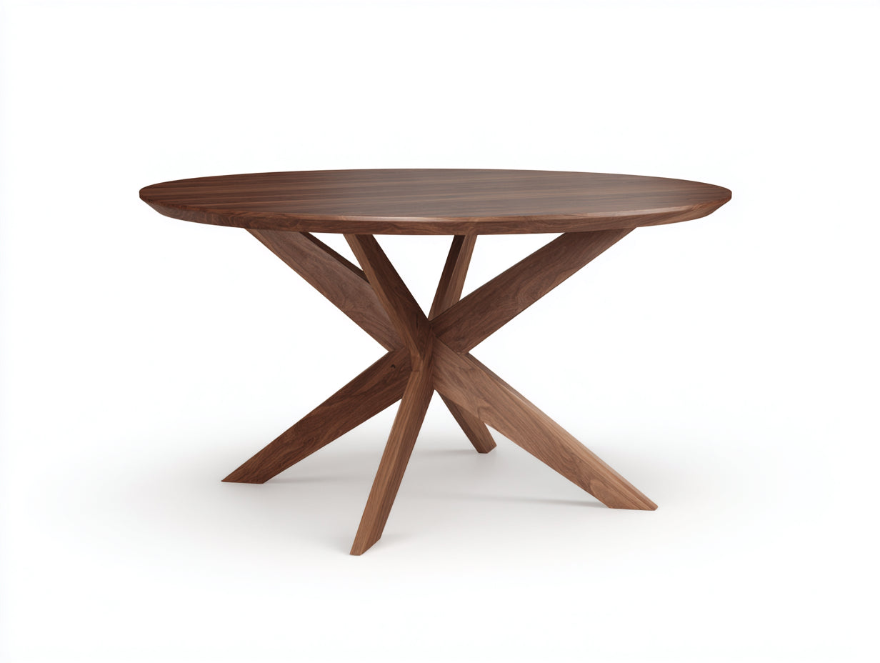 Esstisch aus Holz 130×130×75 cm Dunkelbraun für Esszimmer - runde Platte mit Kreuzgestell