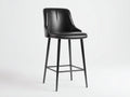 Barhocker aus Kunstleder und Metall 47×50×96 cm - Schwarz - mit Rückenlehne und Fußstütze für Hausbar