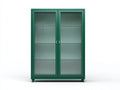 Vitrine aus Metall und Glas 90×38×180 cm - Dunkelgrün/Silberfarben - zwei Türen mit vier Ebenen