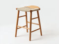 Barhocker Eichenholz Geflechtsitz 45×46×84 cm - Natur/Beige - niedrige Rückenstütze für Hausbar
