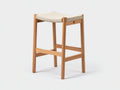 Barhocker aus Holz 41×39×75 cm - Natur/Creme - geflochtener Sitz mit geradem Vierbeingestell für Hausbar