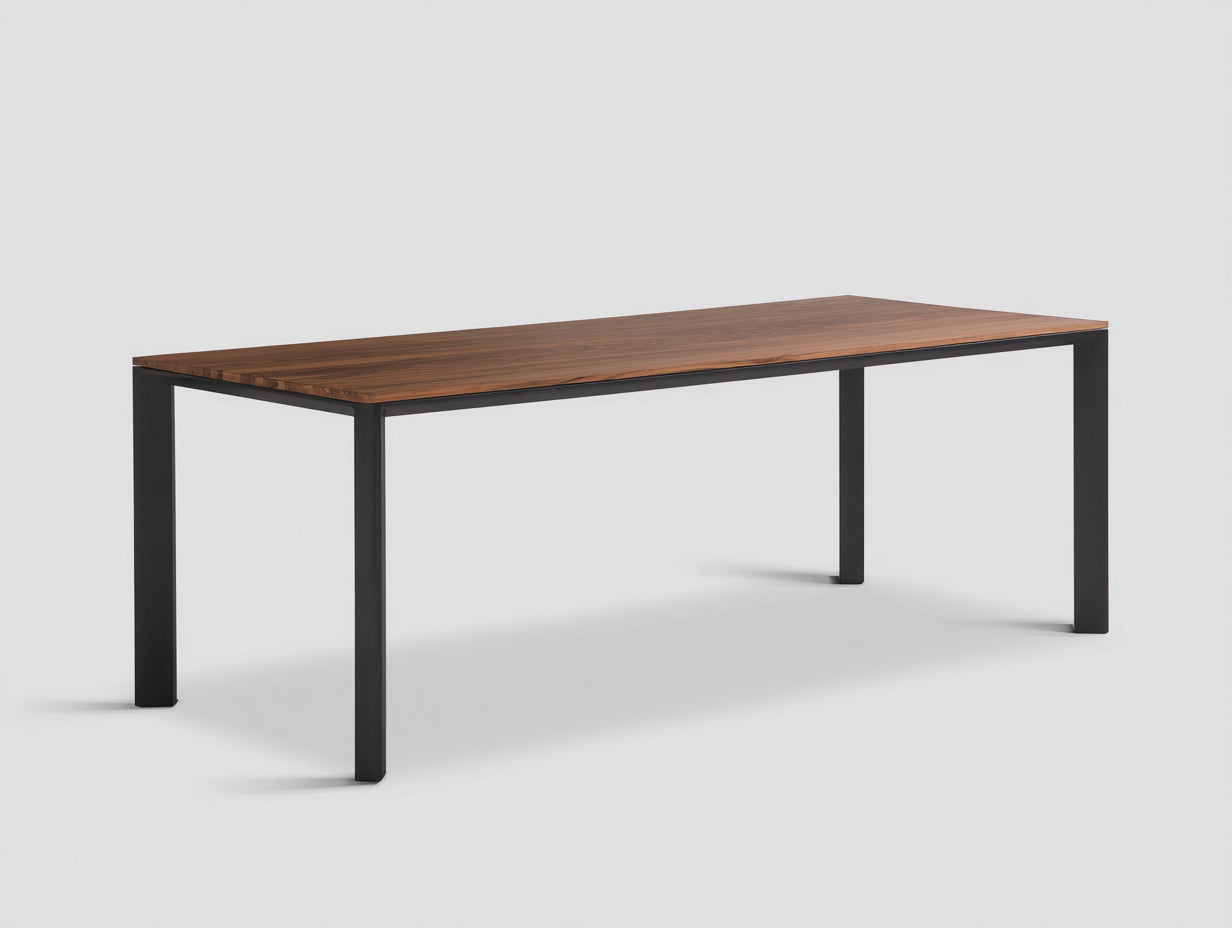 Esstisch aus Holz-Holz-Metall-200×90×75 cm-Walnussbraun/Schwarz-rechteckig für Esszimmer