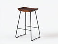 Barhocker Holzsitz 42×38×75 cm – Nussbaum/Schwarz – mit Metallgestell für Hausbar