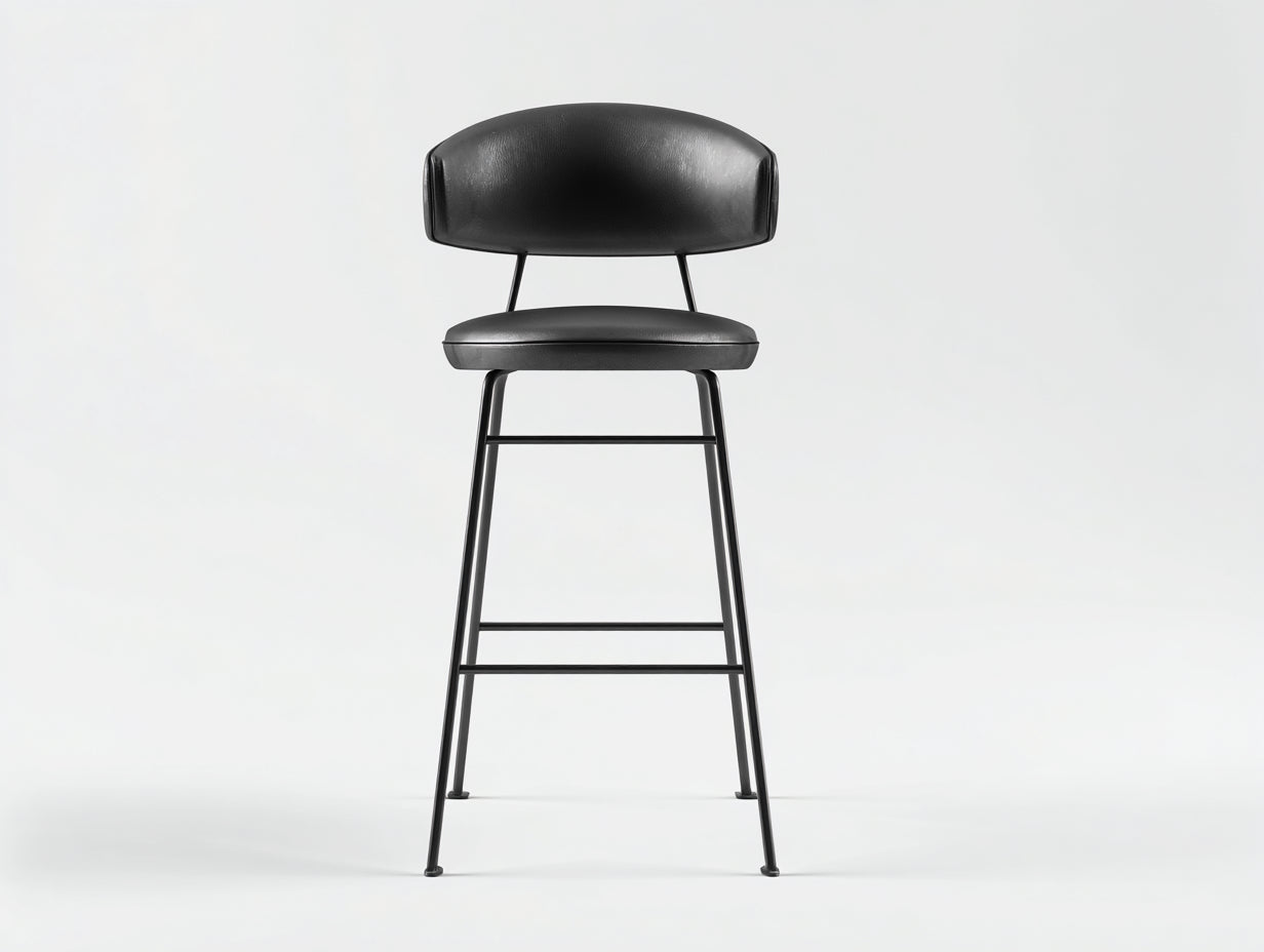 Barhocker mit Kunstleder 48×52×103 cm - Schwarz - gepolsterte Lehne und Metallfußstütze