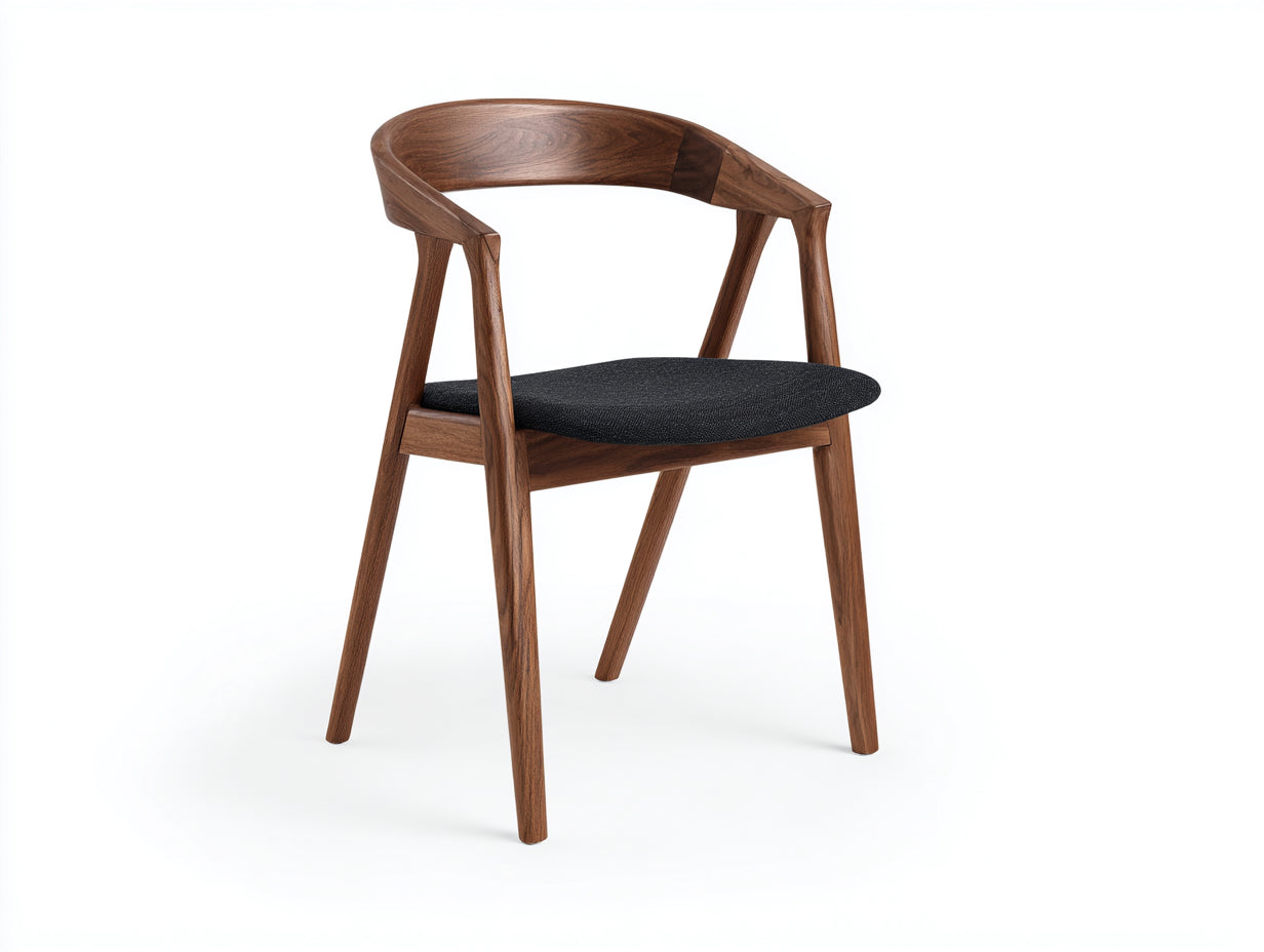Esszimmerstuhl-Holz-Stoff-49×54×82 cm-Dunkelbraun/Dunkelgrau-gepolsterter Sitz