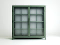 Vitrine mit Glasfront 120×42×155 cm - Graugrün - breite Metallvitrine mit vier Ablageebenen