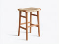 Barhocker Eichenholz Geflechtsitz 39×39×66 cm - Natur/Beige - rückenlos mit Fußauflage für Hausbar