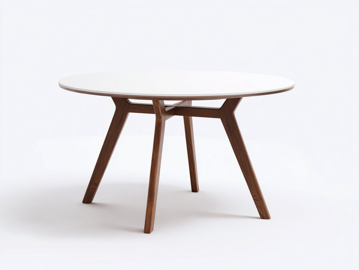 Esstisch aus Holz-Holz-150×150×75 cm-Weiß/Dunkelbraun-rund für Esszimmer